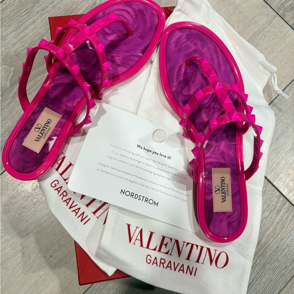 Valentino Garavani Women's Pink Rockstud Jelly Sandals
